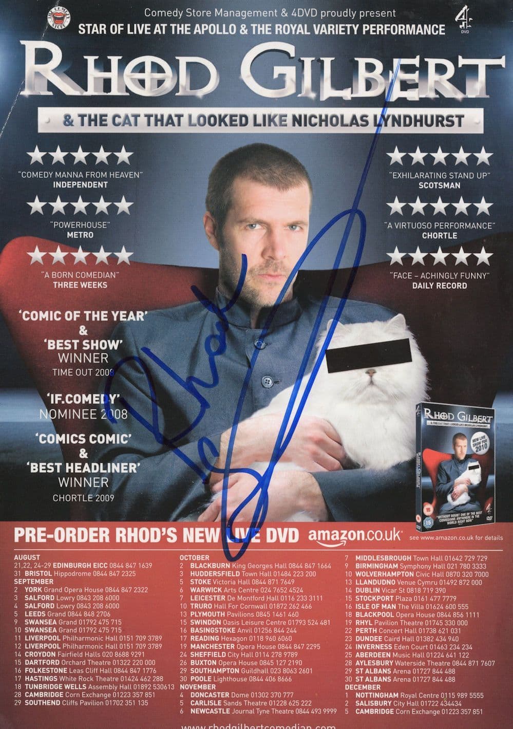 Rhod Gilbert Welsh Comedian Hand Signed Theatre Flyer