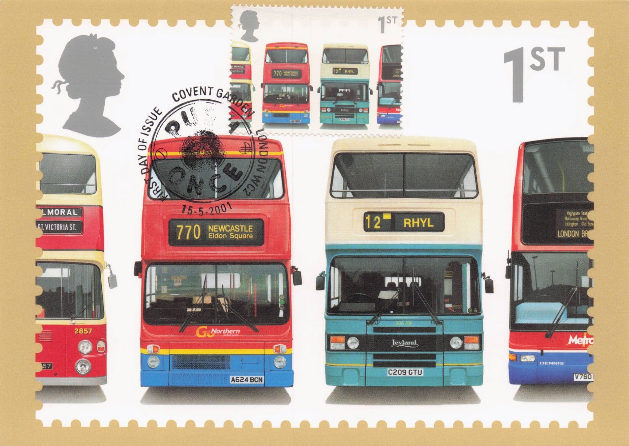 Rhyl Newcastle Classic Bus Transport First Day Cover Tram Postcard