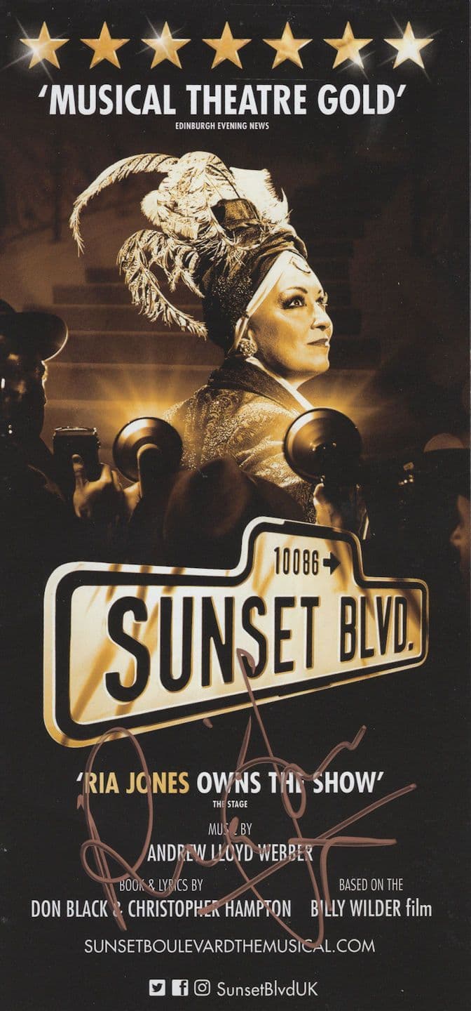 Ria Jones Sunset Boulevard Hand Signed Theatre Flyer