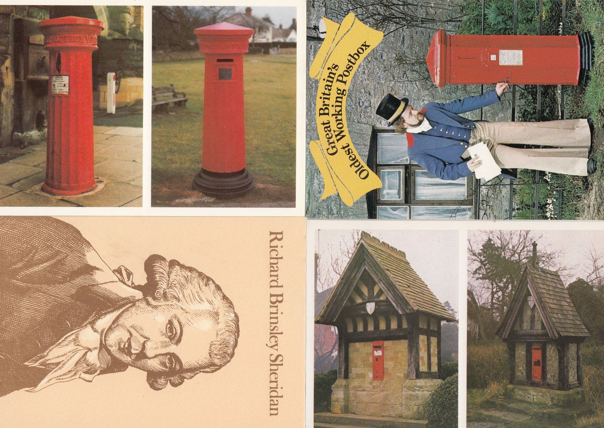 Richard Brinsley Sheridan Royal Mail Oldest Pillar Box 4x Postcard s