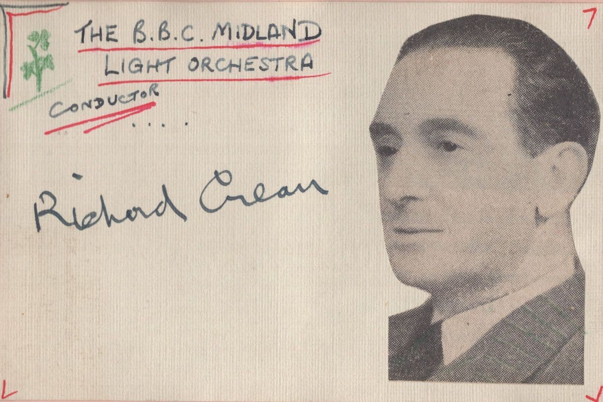 Richard Crean BBC Midland Light Orchestra Old Hand Signed Autograph