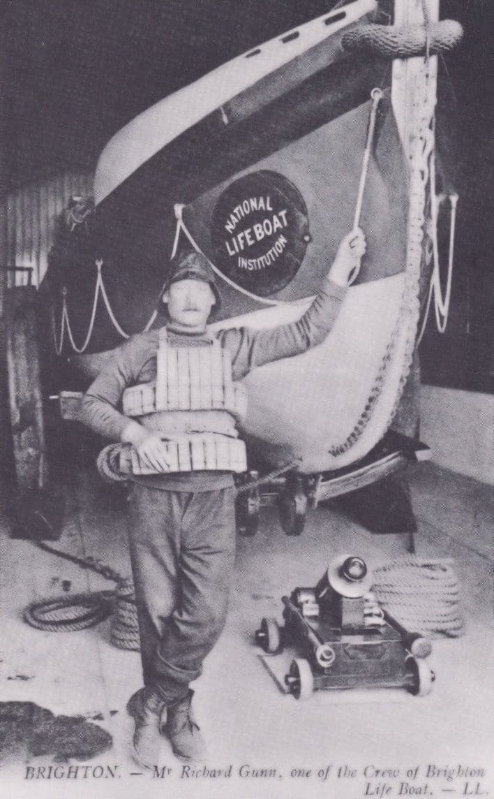 Richard Game RNLI Life Boat Fishing Brighton Crew Postcard
