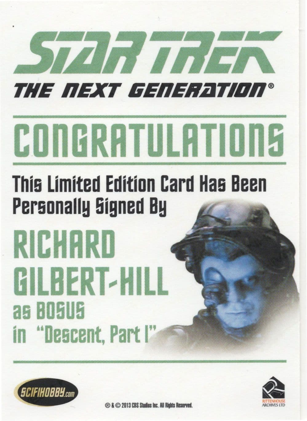 Richard Gilbert Hill Star Trek Hand Signed Autograph Card