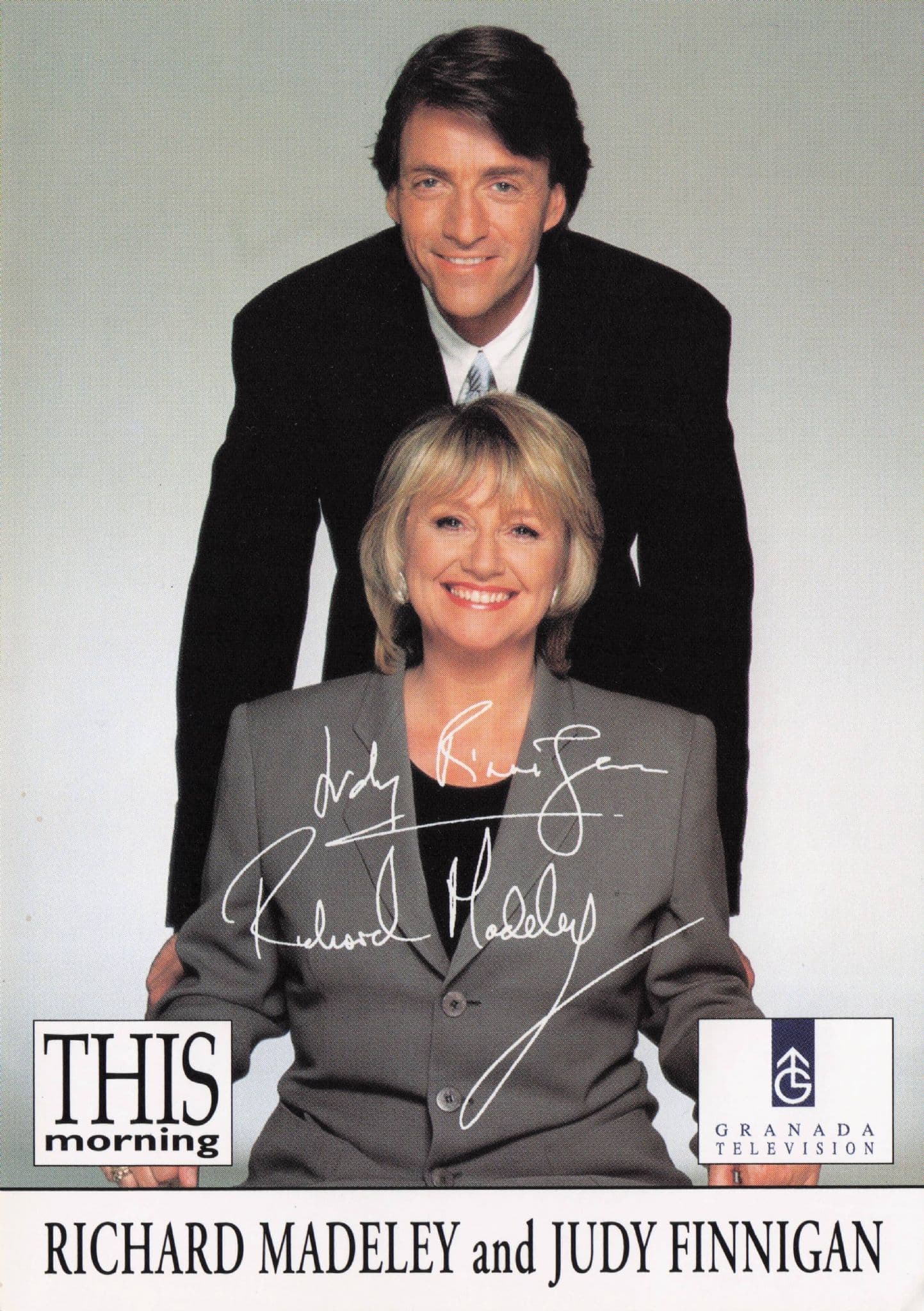 Richard Madeley & Judy Finnigan This Morning Printed Signed Cast Card Photo