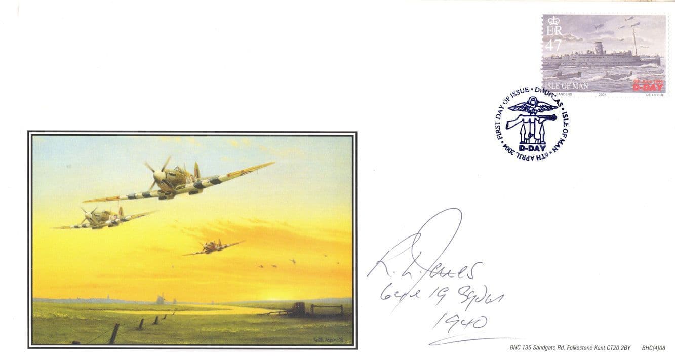 Richard RL Jones 64 19 Squadron WW2 D-Day Pilot LTD TO 50 Hand Signed FDC
