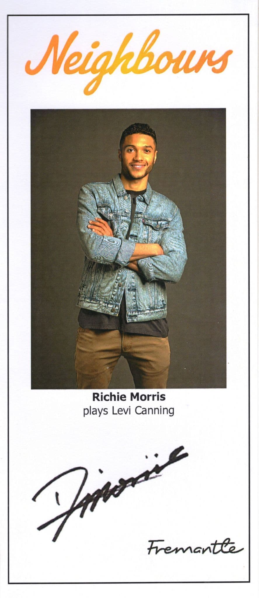 Richie Morris as Levi Canning Neighbours Hand Signed Cast Photo