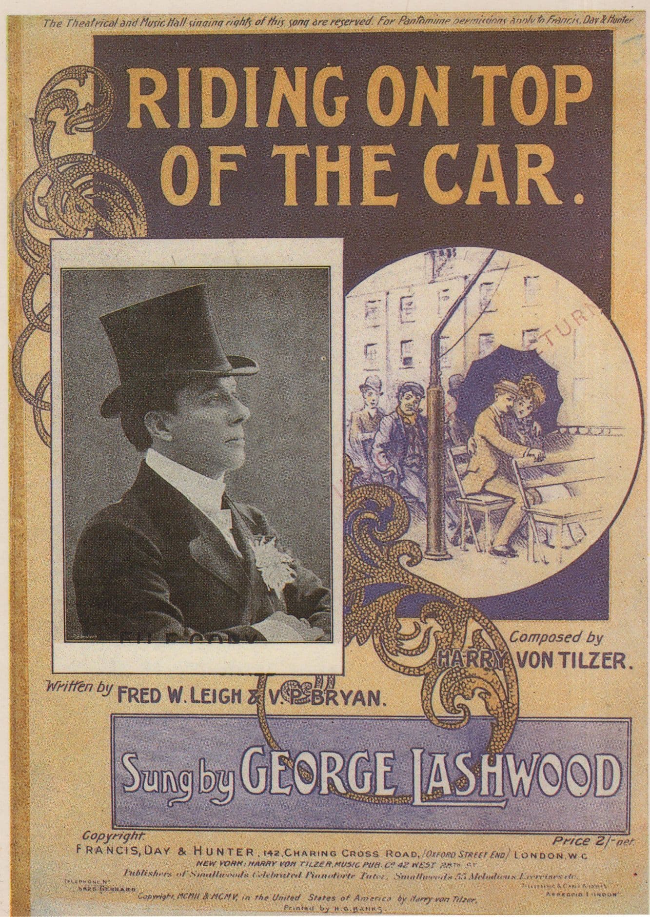 Riding on Top Of The Car George Lashwood Music Hall Poster Postcard