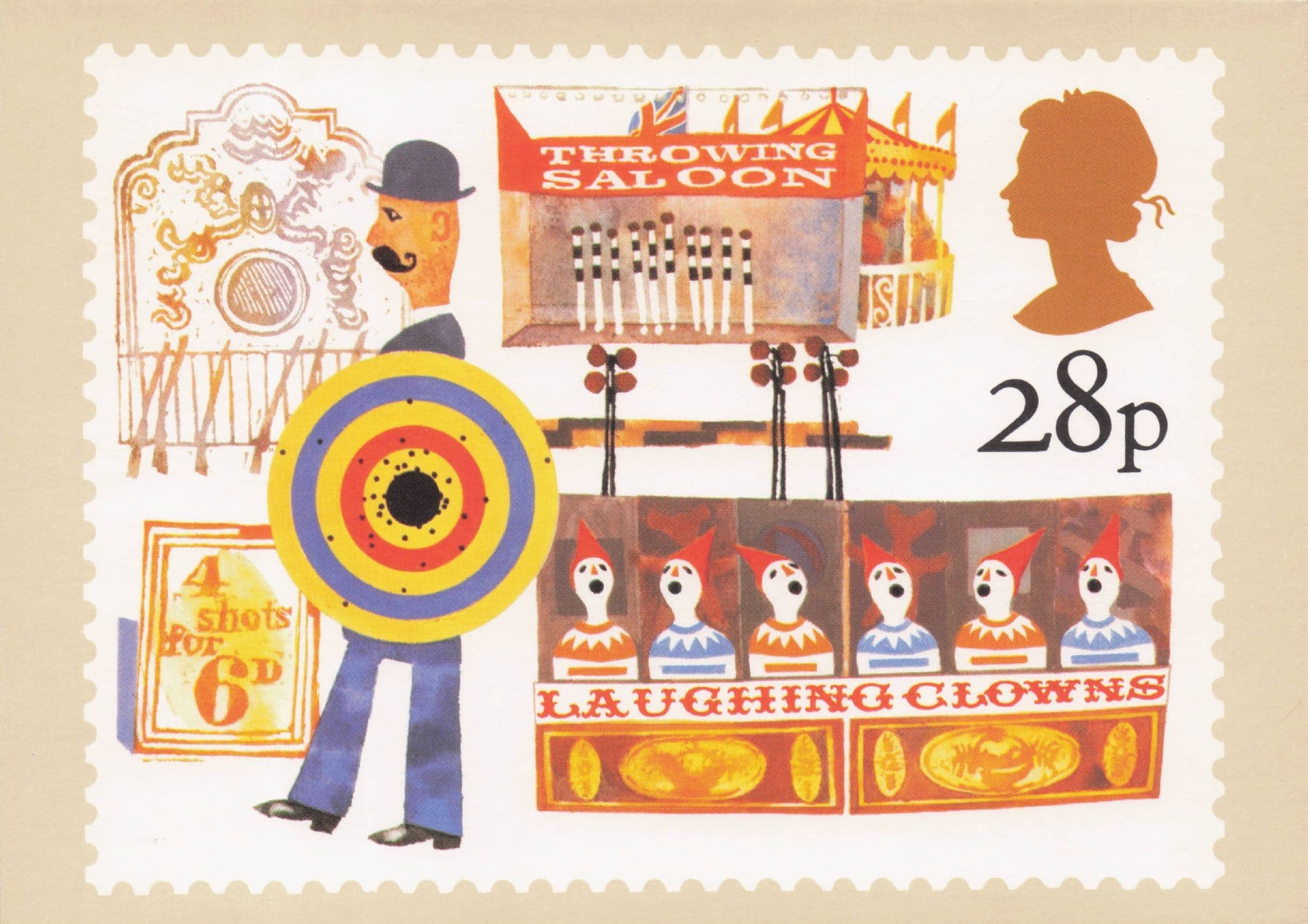 Rifle Throwing Games At Fair Archery Fairgrounds Painting Postcard