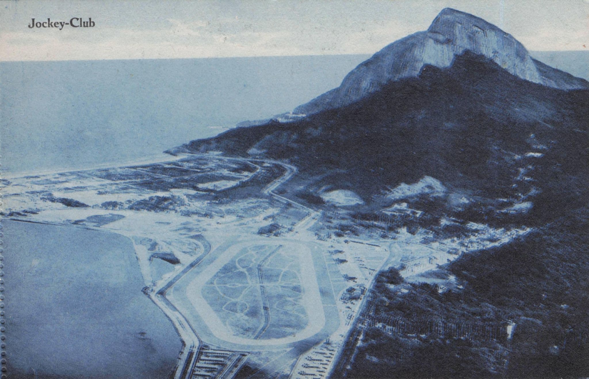 Rio De Janeiro Jockey Club Aerial Blue Tinted Brazil Antique Postcard