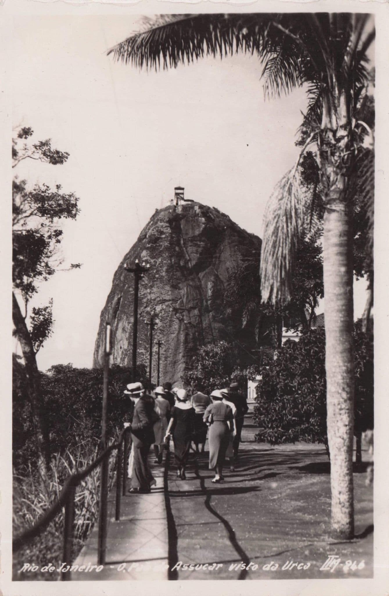 Rio De Janeiro Tourists at Assucar Visto Da Urco Brazil RPC Old Postcard
