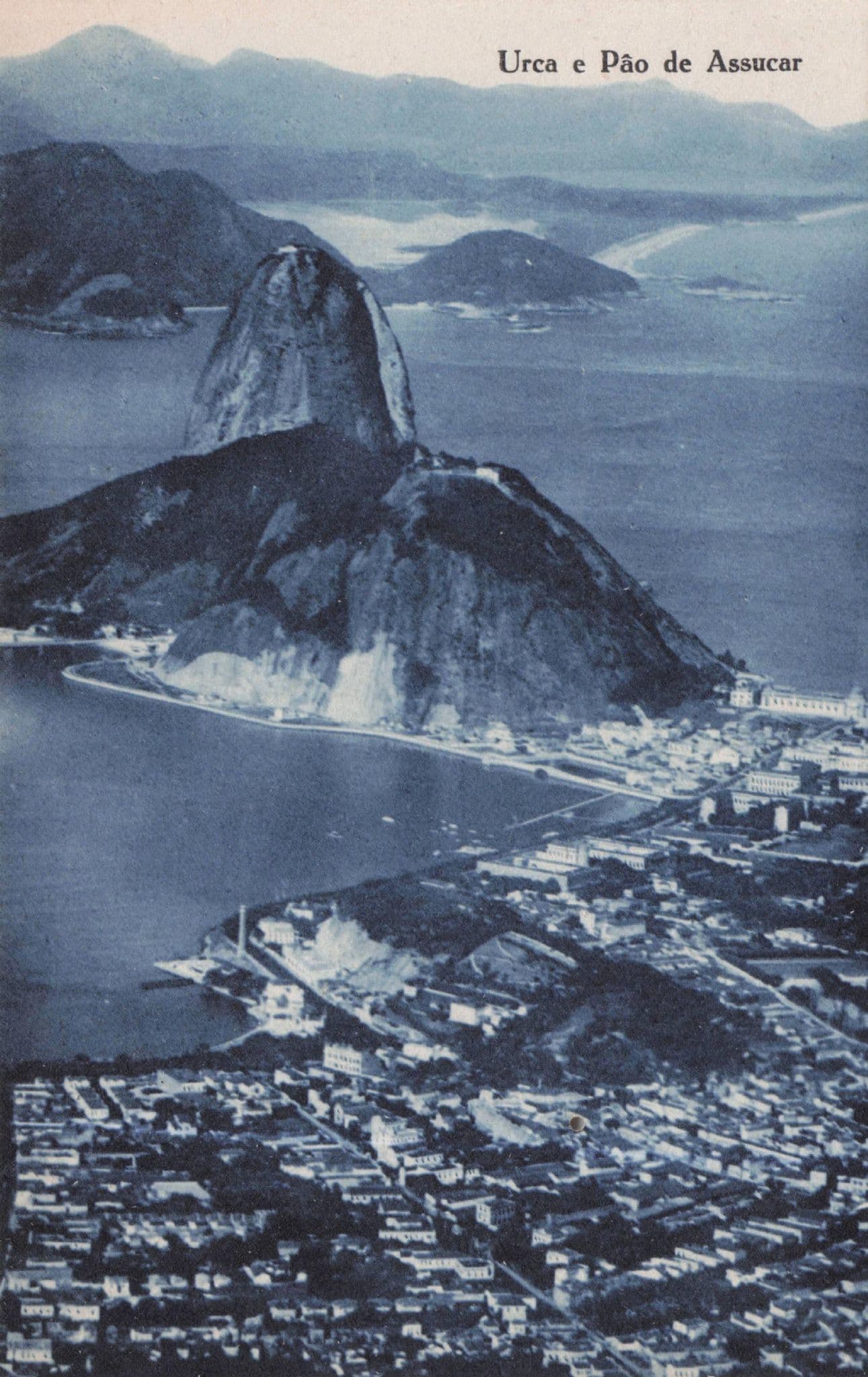 Rio De Janeiro Urca E Pao De Assocar Blue Tinted Brazil Antique Postcard
