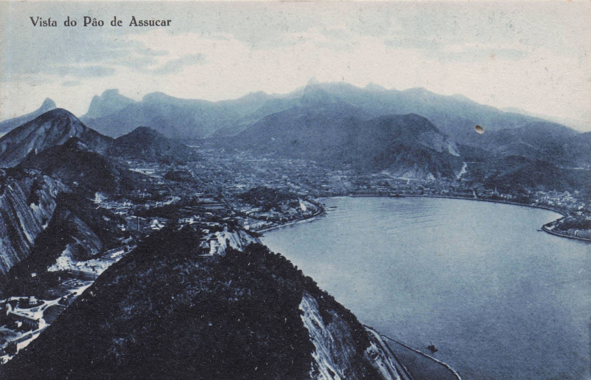 Rio De Janeiro Vista Do Pao De Assucar Blue Tinted Brazil Antique Postcard
