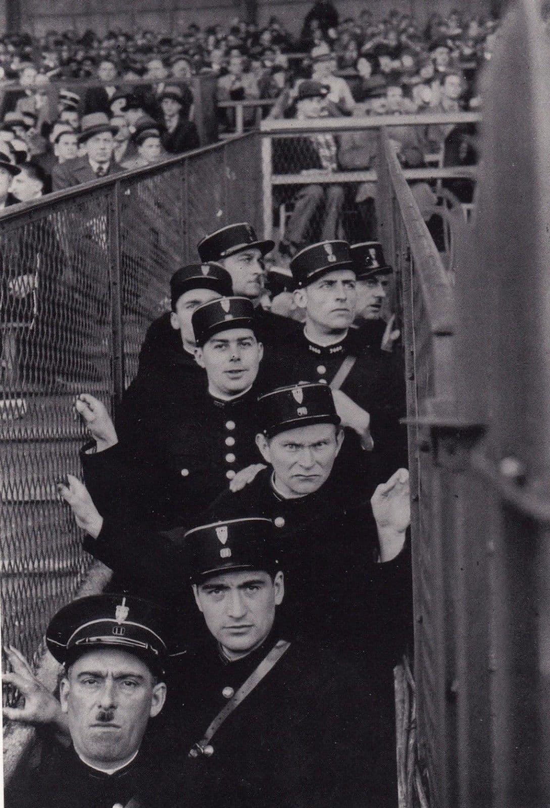 Riot Police at 1930s French Football Match Paris Policeman France Award Postcard