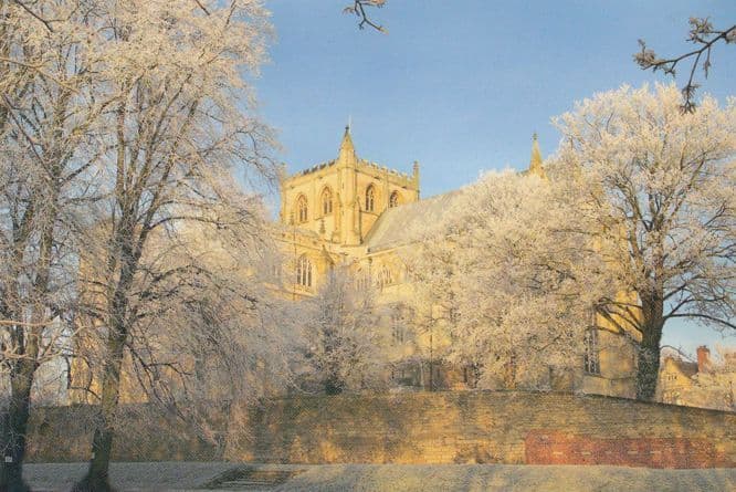 Ripon Cathedral in Christmas Frost Postcard