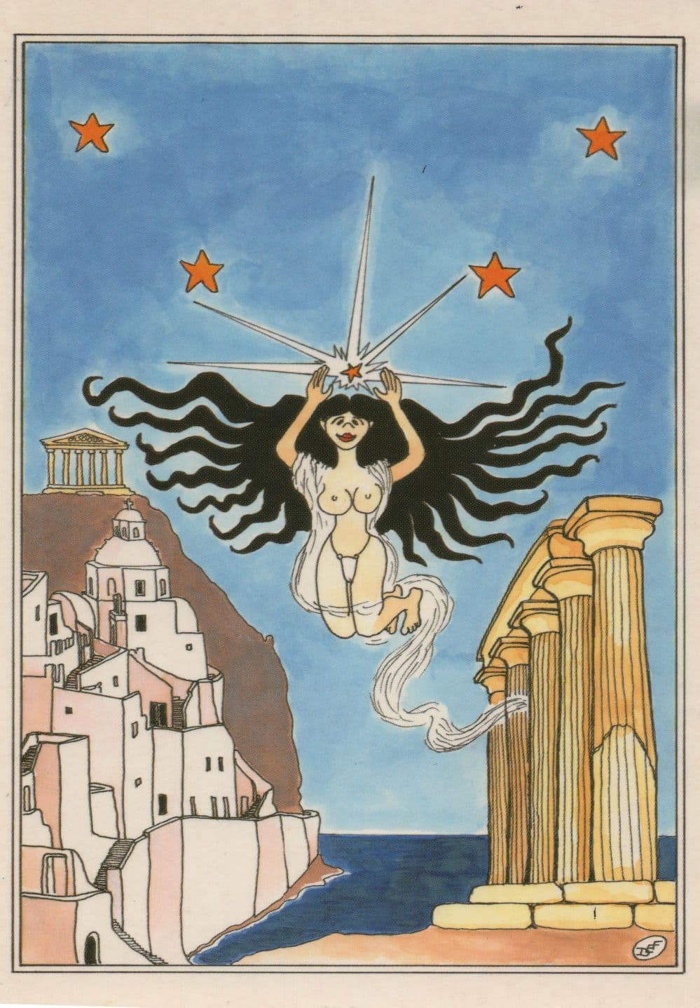 Risque Italian Angel By Greek Temple Comic Artist Ltd Postcard