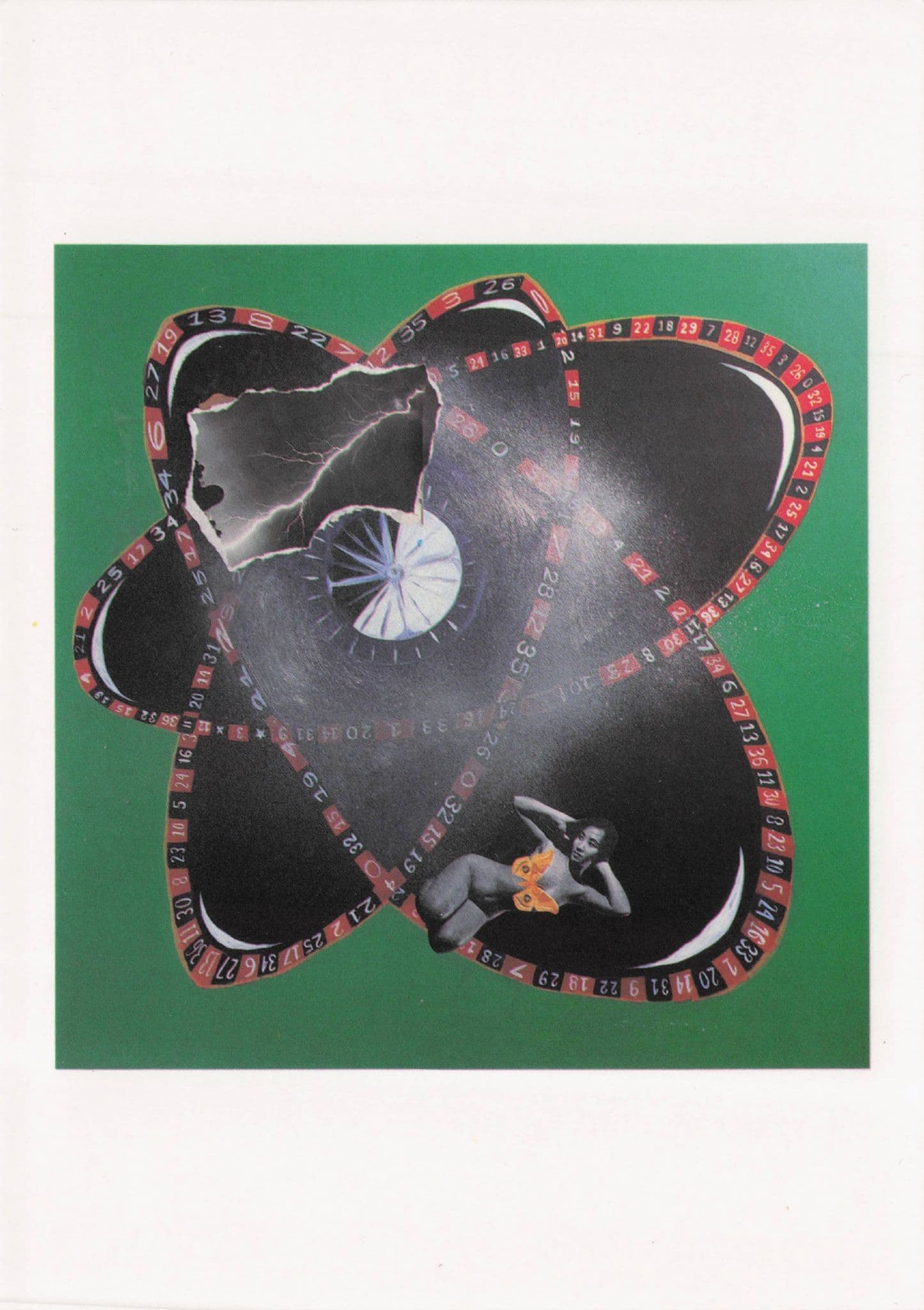 Risque Lady On Psychedelic Roulette Table Postcard