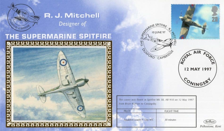 RJ Mitchell Submarine Spitfire Designer Military Plane Rare Flown FDC