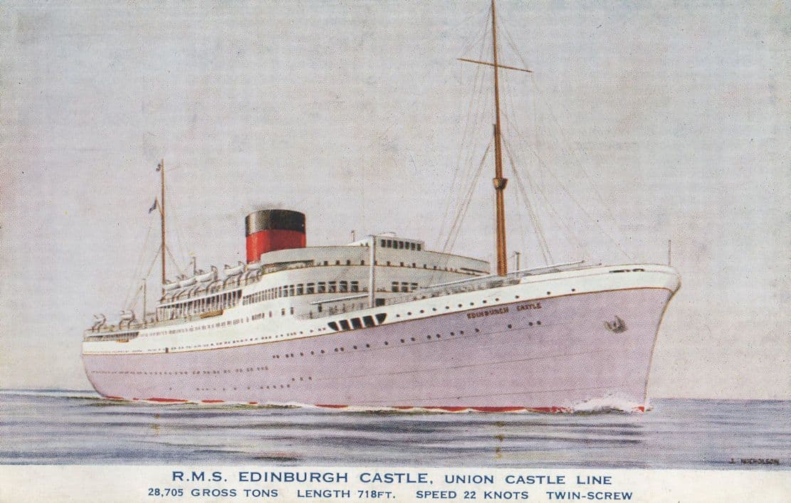 RMS Edinburgh Castle Union Line Antique Ship Postcard