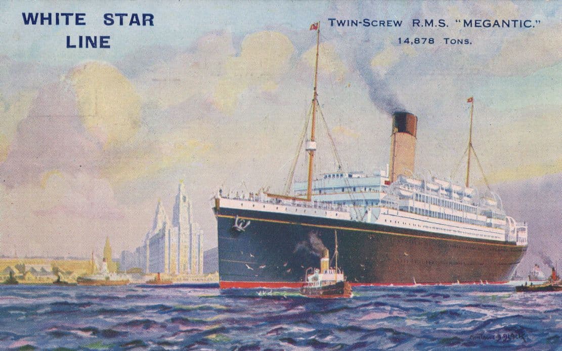 RMS Megantic White Star Lines Antique Postcard
