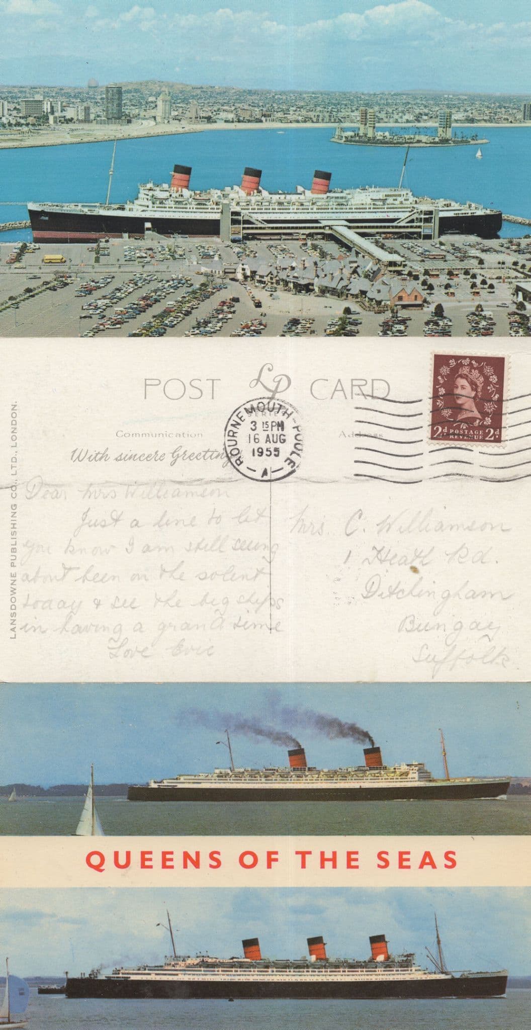 RMS Queen Mary Queens Of The Sea 3x Ship Posted On Board Postcard s