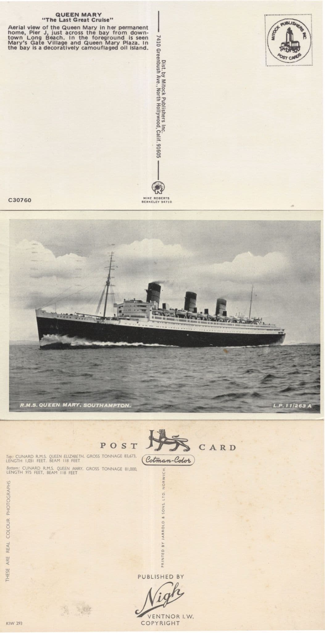 RMS Queen Mary Queens Of The Sea 3x Ship Posted On Board Postcard s
