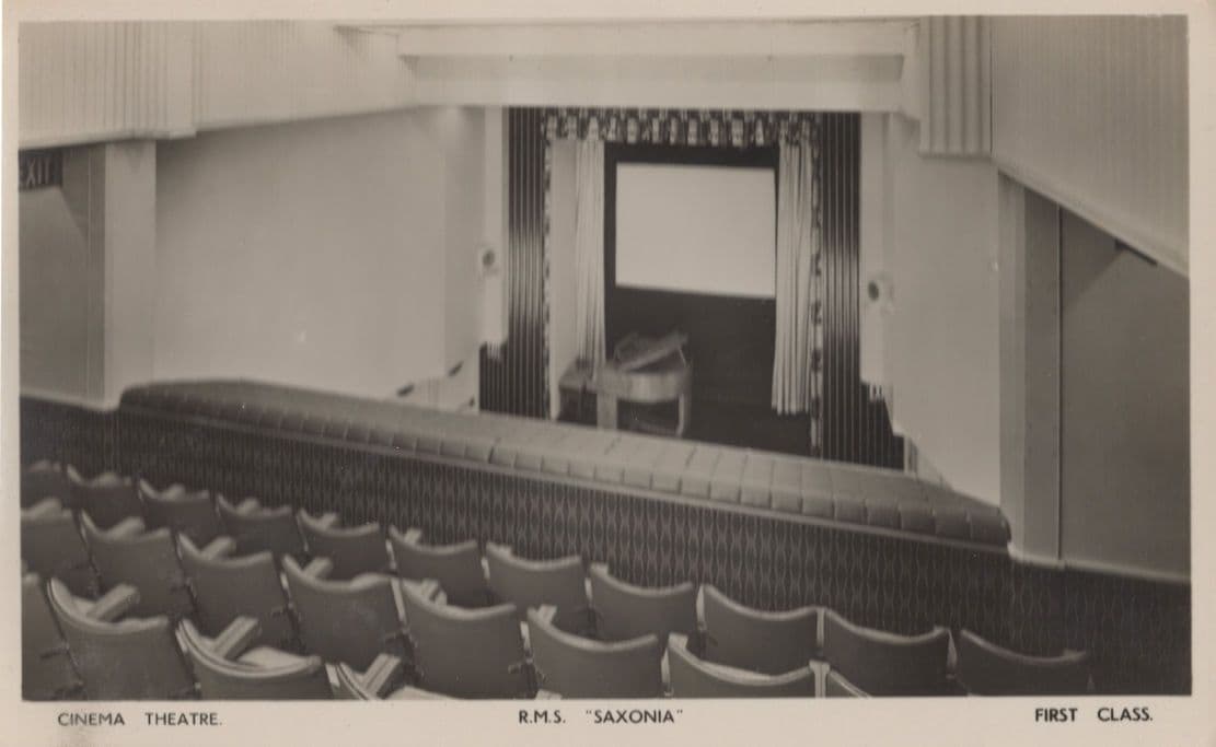 RMS Saxonia Cinema Ship Theatre Projector Room Old Postcard