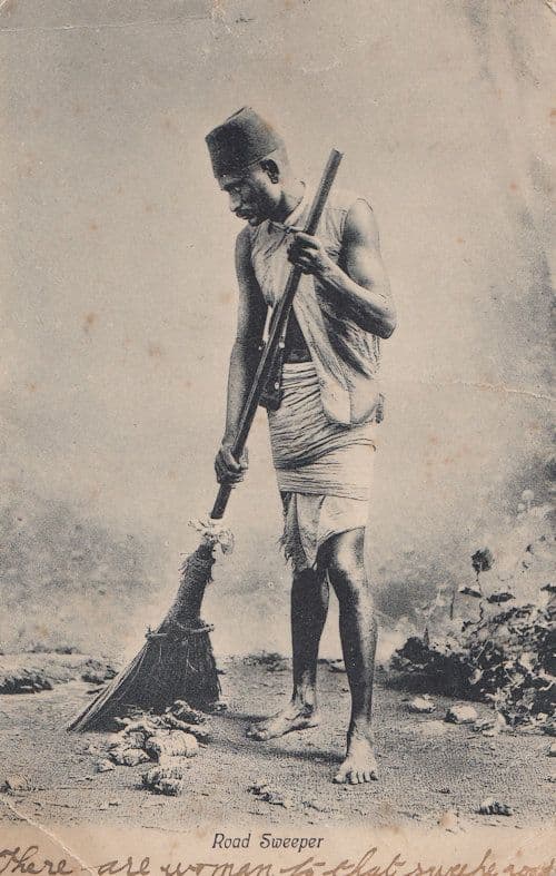 Road Sweeper India Old Postcard