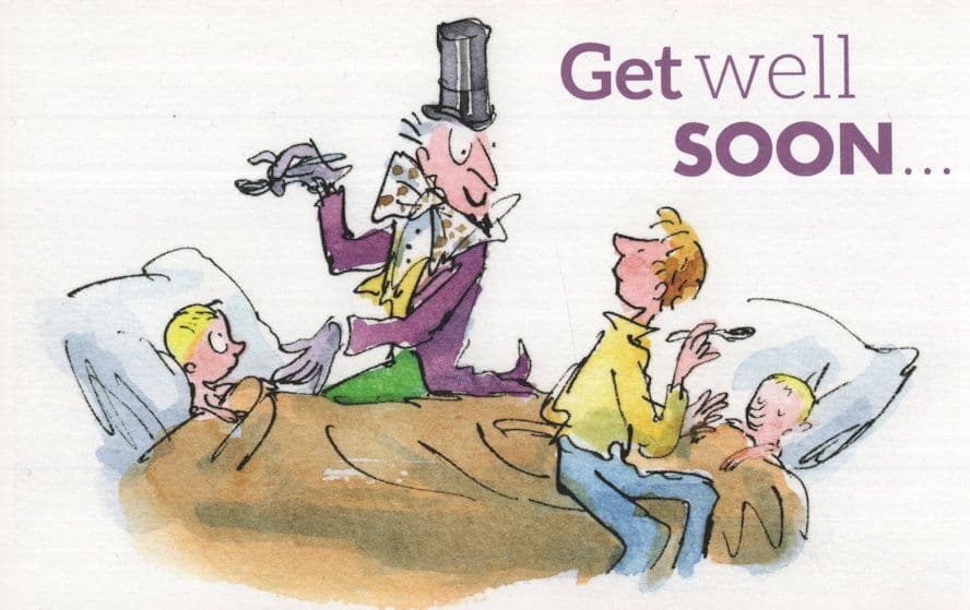 Roald Dahl Charlie & The Great Glass Elevator Get Well Soon Postcard
