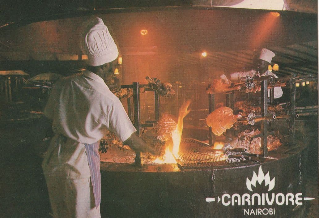 Roasting Pit Chef Carnivore Restaurant Nairobi African Postcard