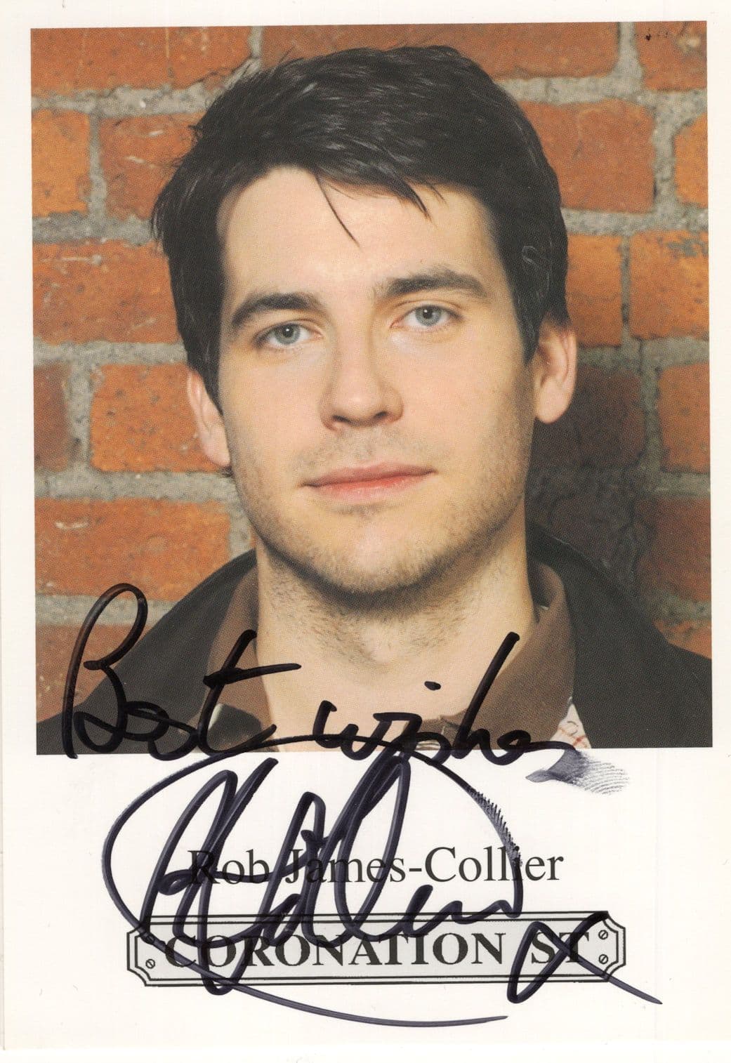 Rob James Collier Coronation Street RARE Hand Signed Cast Card Photo