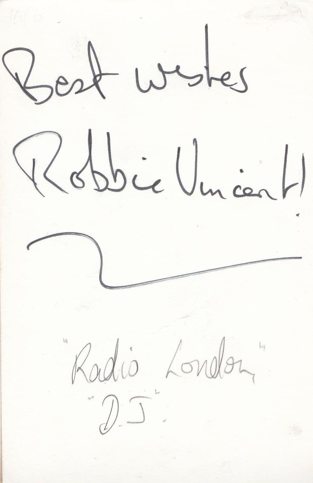 Robbie Vincent Radio DJ London LBC Soul Music Band Manager Hand Signed Photo