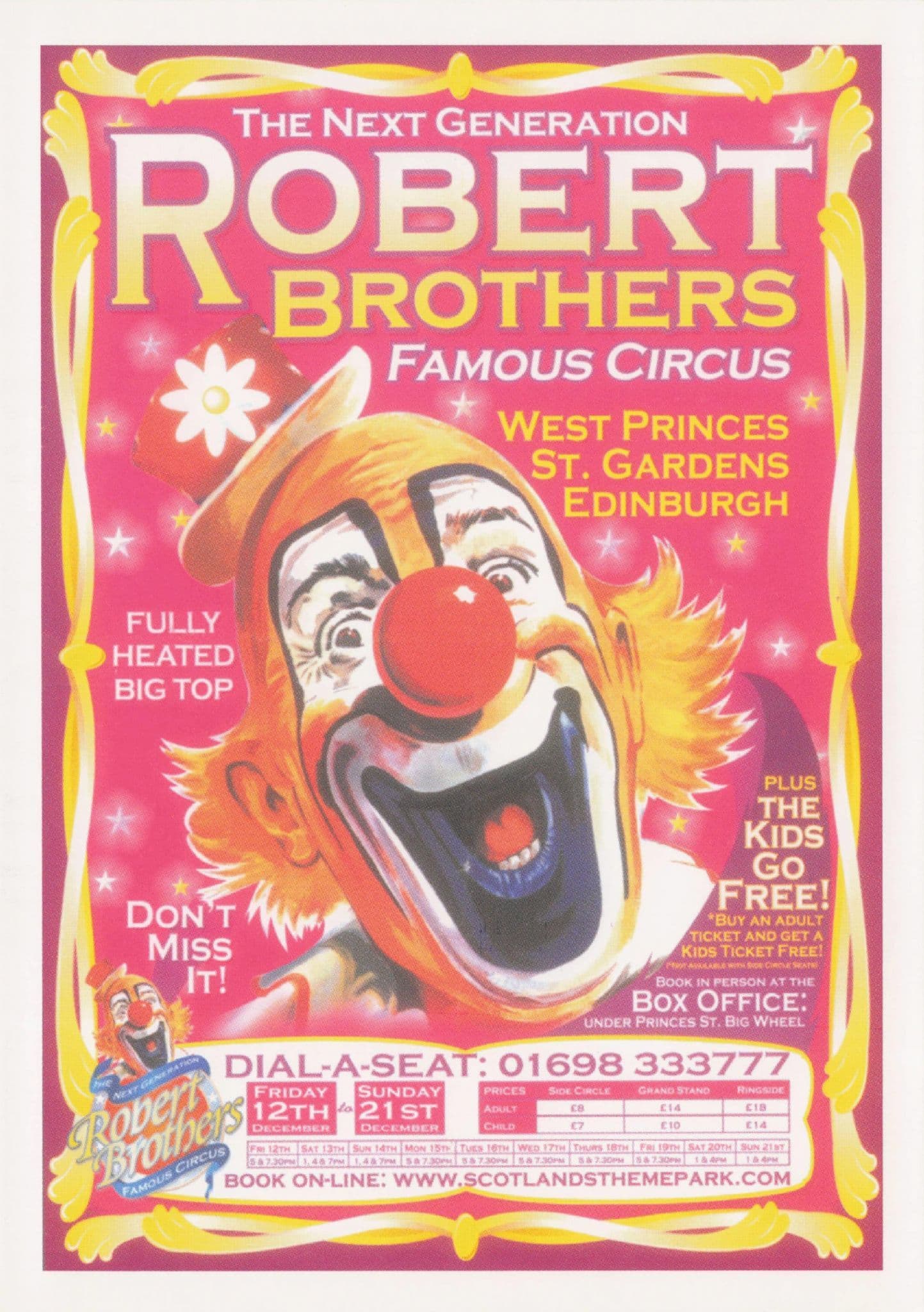 Robert Brothers Circus Clown Edinburgh Scottish Poster Postcard