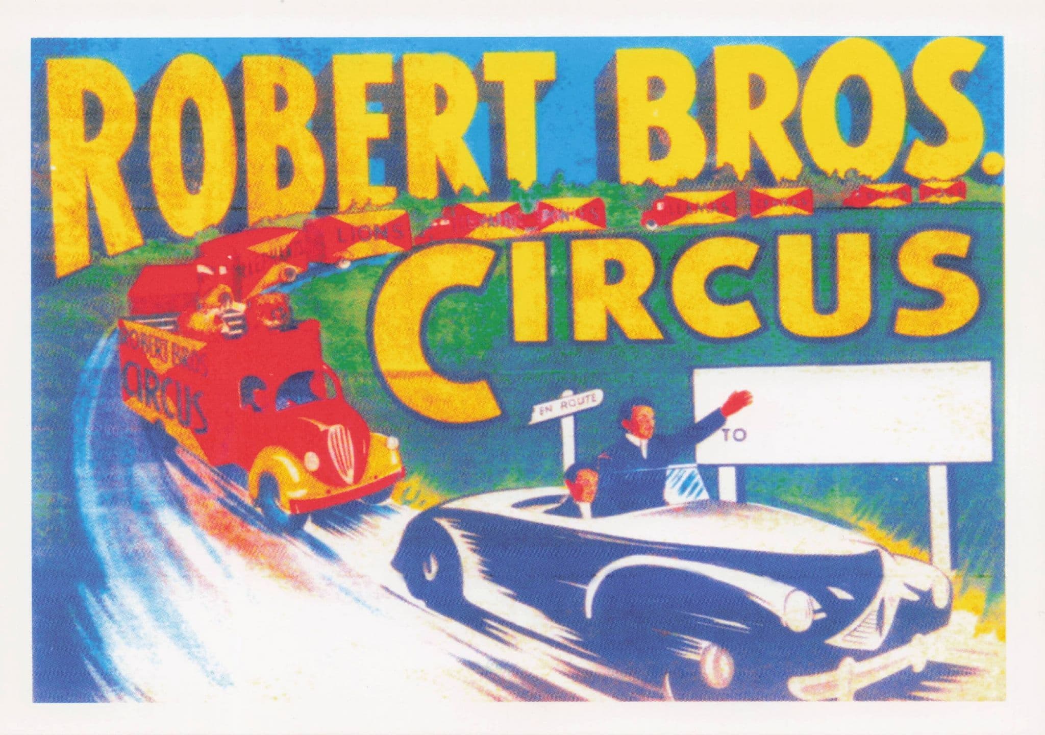 Robert Brothers Circus Transport Lorry Road Race Poster Postcard