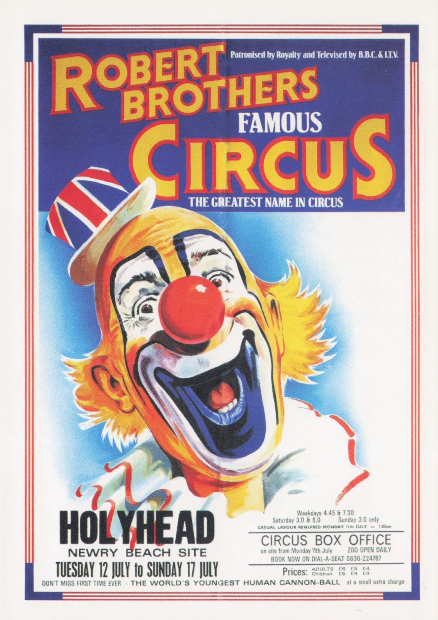 Robert Brothers Holyhead Newby Beach Clowns Poster Postcard