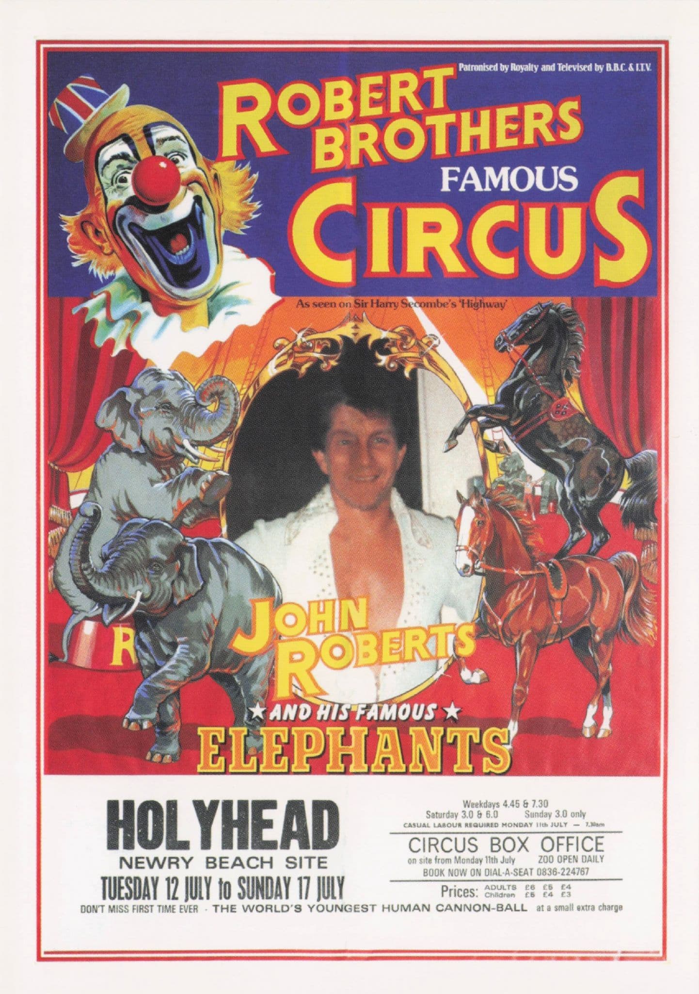 Robert Brothers John Roberts Elephants Holyhead Circus Poster Postcard