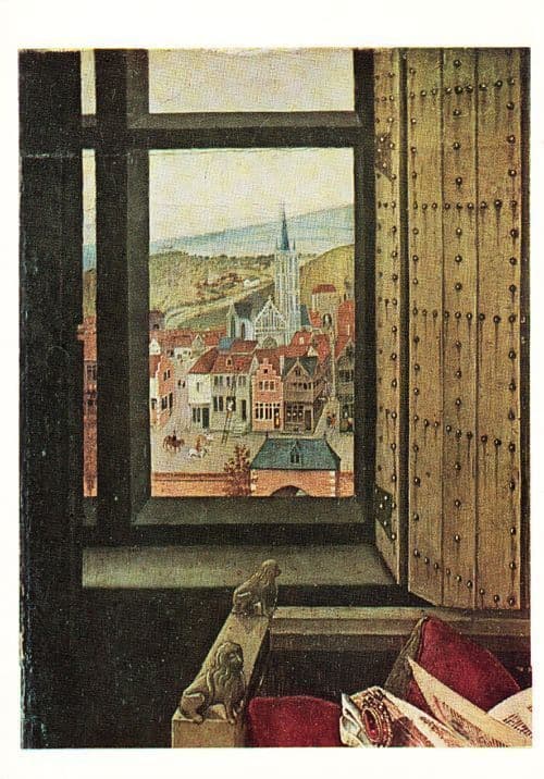 Robert Campin The Virgin & The Child Before A Fire Screen Rare Painting Postcard