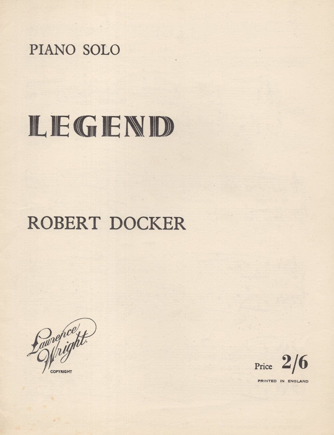 Robert Docker Legend Vintage EX Sheet Music