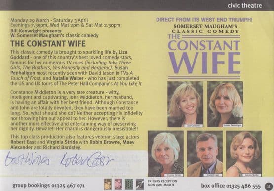 Robert East Dave Allen Blackadder The Constant Wife Hand Signed Theatre Flyer