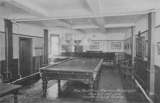 Roberts Marine Mansions Billiard Room Bexhill On Sea Sussex Old Postcard