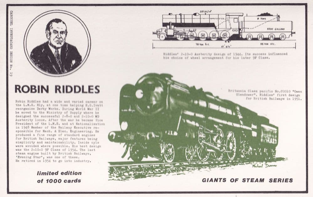 Robin Riddles Steam Train Railway Limited Edition Postcard