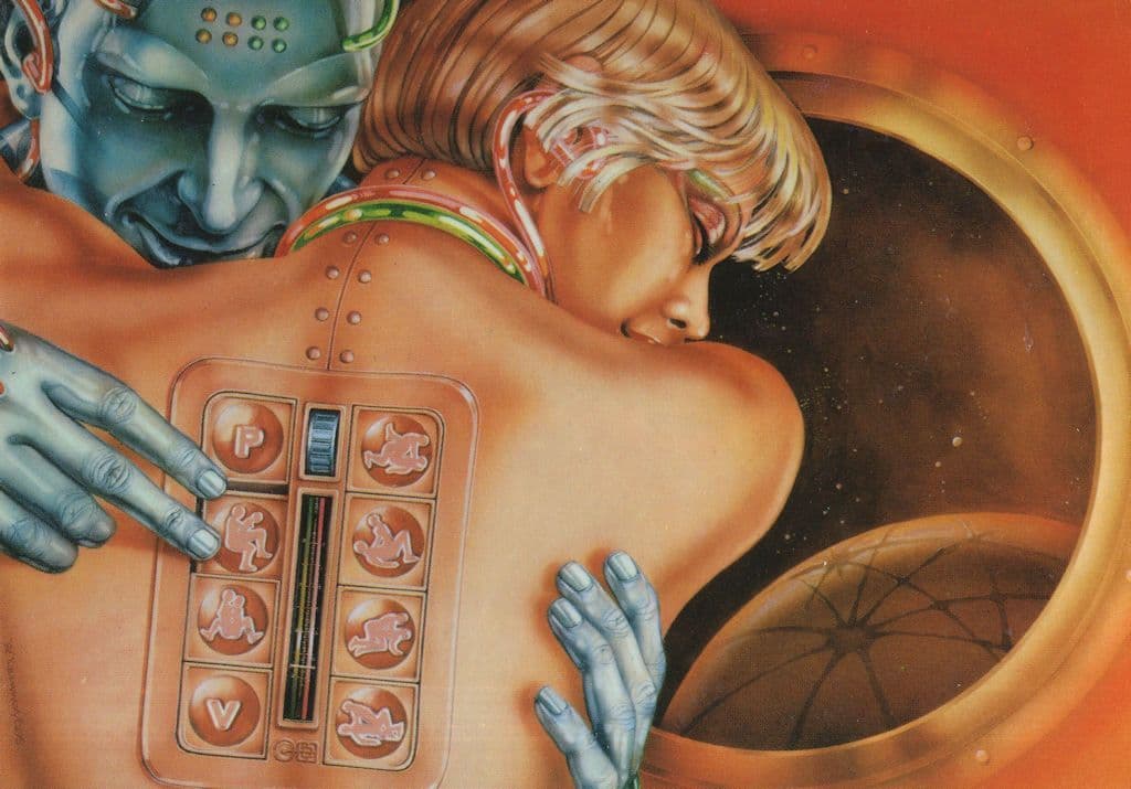 Robots Making Love Sexy Android French Painting Postcard