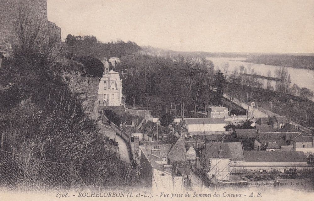 Rochecorbon Sommet Summit Antique Aerial French Postcard
