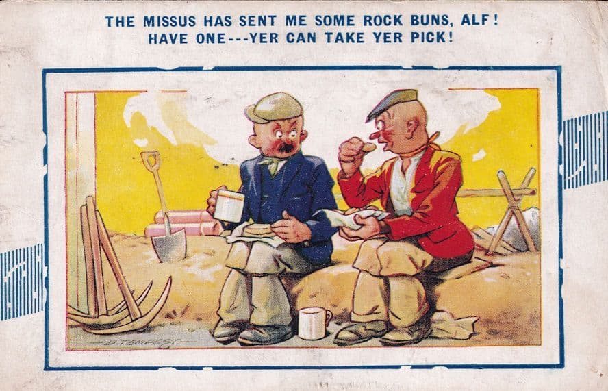 Rock Bus Food War Bread Rations 1943 Bamforth WW2 Comic Postcard