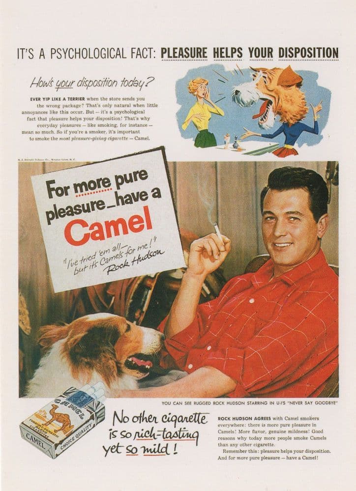 Rock Hudson Smoking Camel Cigars Advertising Postcard