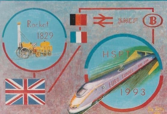 Rocket In Euro Tunnel 1993 Transport For Future John Storey Painting Postcard
