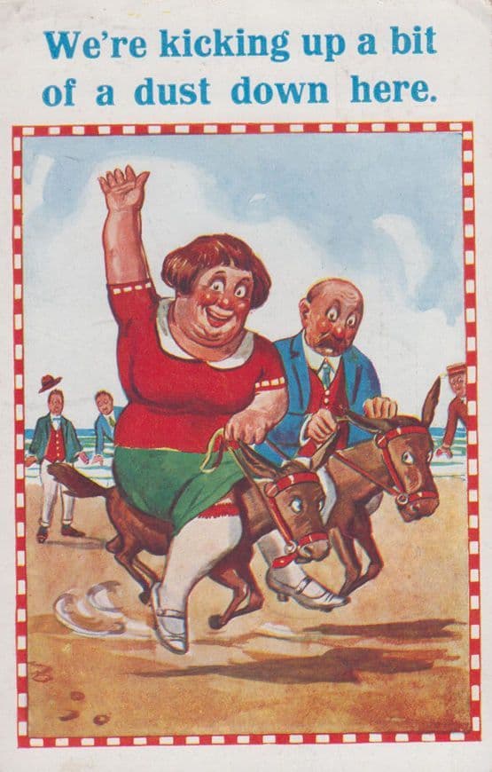 Rodeo Riding Donkey Beach Rides Kicking Dust Old Seaside Comic Humour Postcard