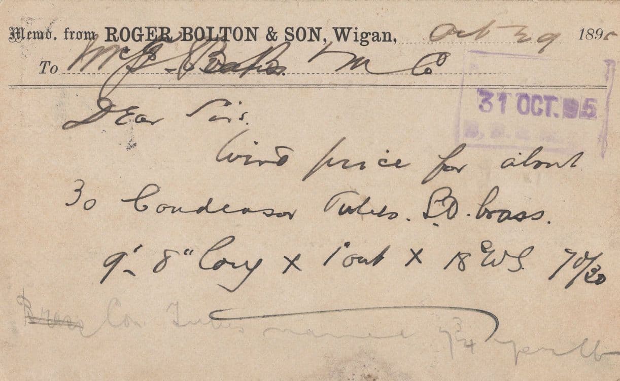 Roger Bolton Wigan Brass Makers Factory Birmingham Battery Victorian Postcard