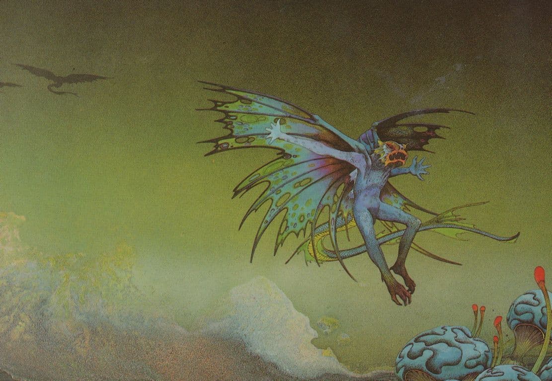 Roger Dean Blue Demon Fantasy Psychedelic Art Postcard