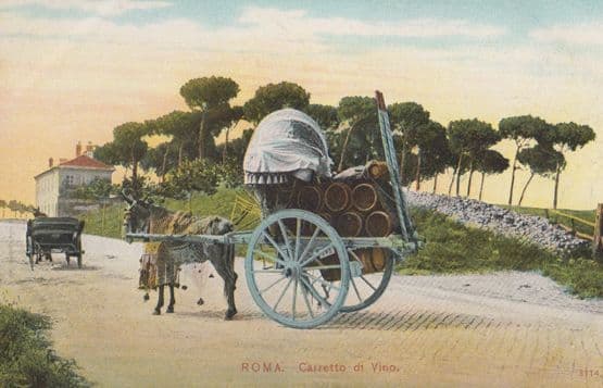 Roma Carretto Di Vino Antique Italian Postcard
