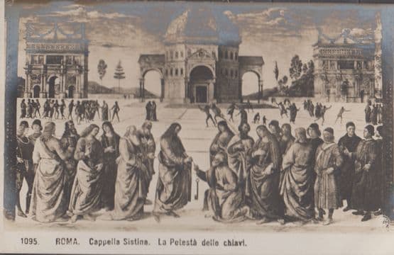 Roma Italy Cappella Sistana La Potesta Delle Chiavri Statue Sculpture Postcard